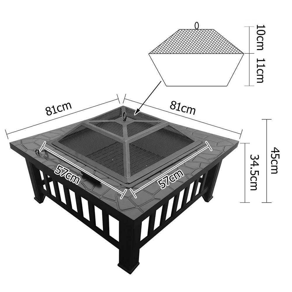 2-in-1 Fire Pit BBQ 81 x 81cm - Image 2