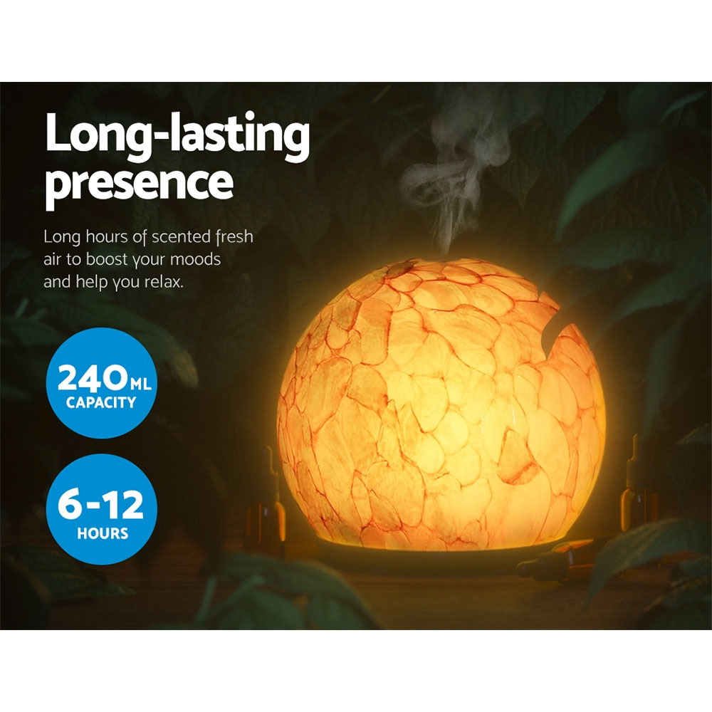 240ml 4-in-1 LED Aromatherapy Oil Diffuser Marble Glass - Image 2
