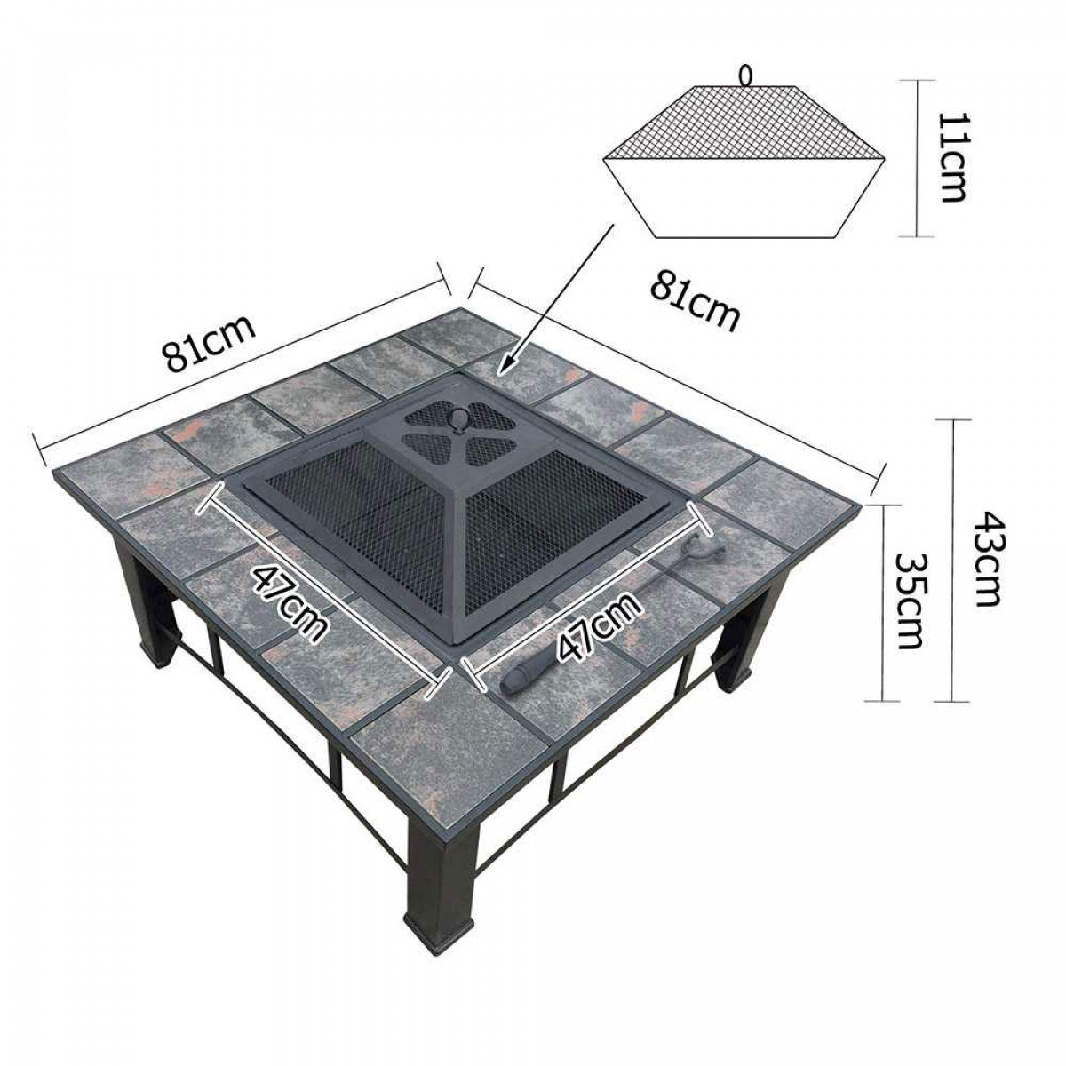 4-in-1 Fire Pit BBQ 81 x 81cm - Image 2