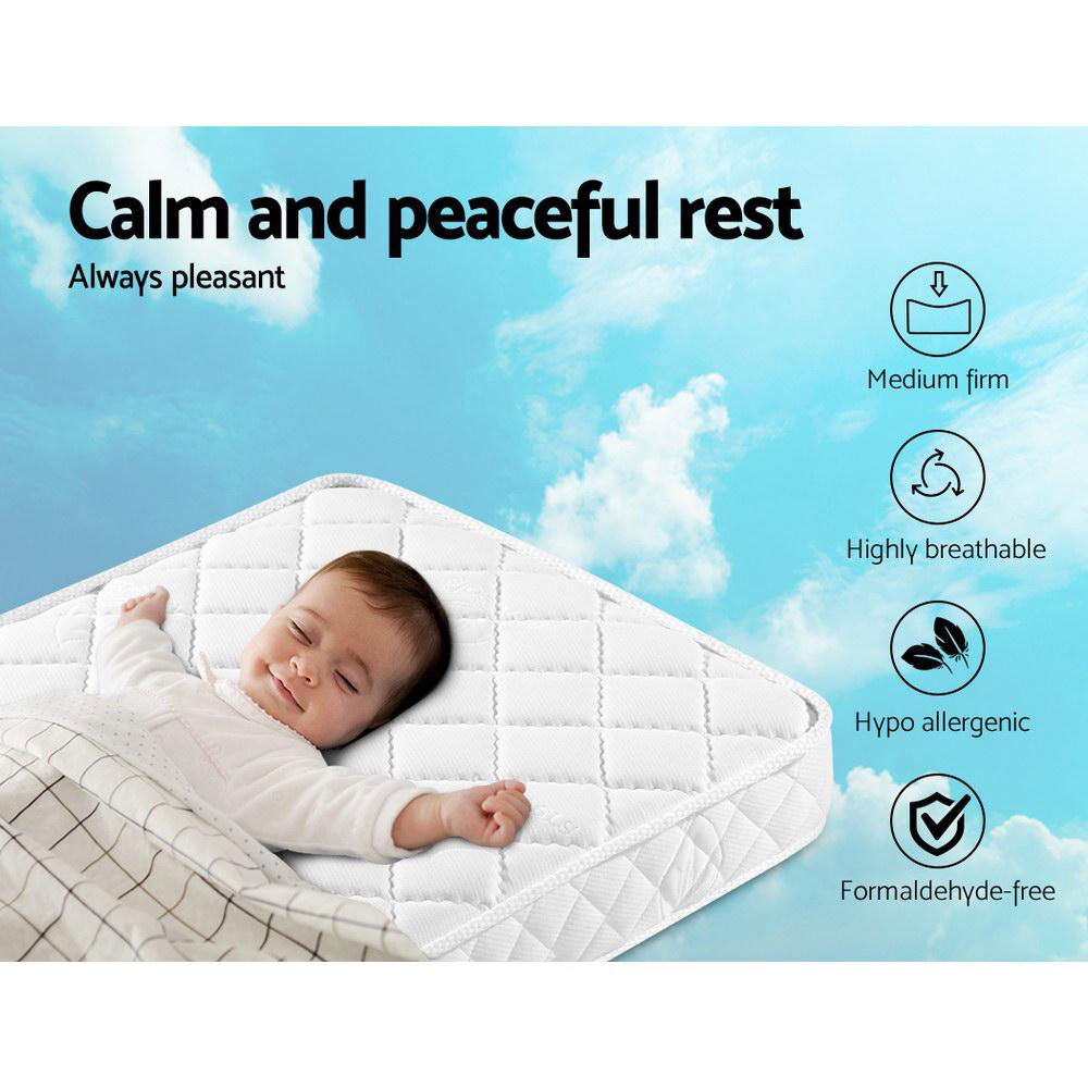 Baby Cot Mattress Pocket Spring Foam Medium 13cm Double Sided - Image 3