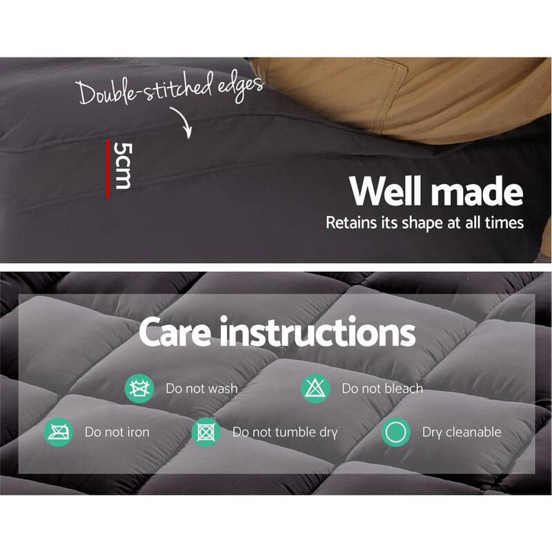 Bamboo Pillowtop Mattress Topper Charcoal King - Image 3