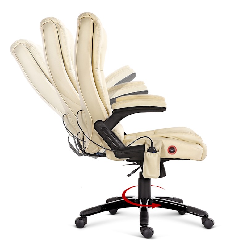 Executive 8 Point Heated Massage Office Chair Beige - Image 5