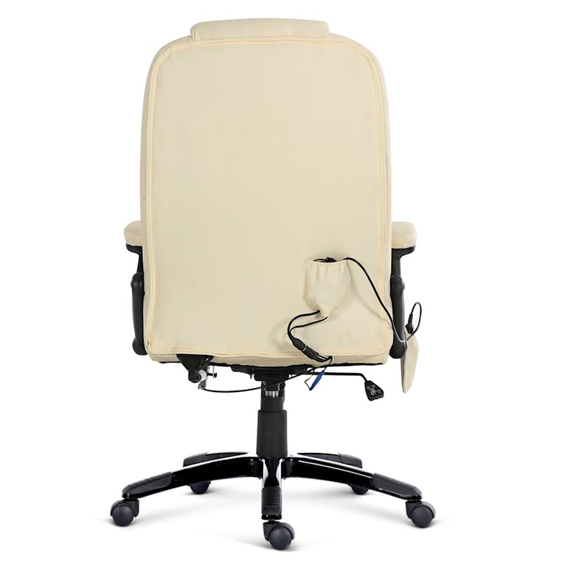 Executive 8 Point Heated Massage Office Chair Beige - Image 6