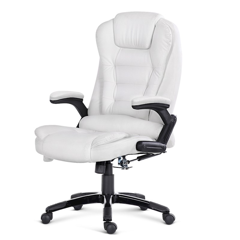 Executive 8 Point Heated Massage Office Chair White - Image 3