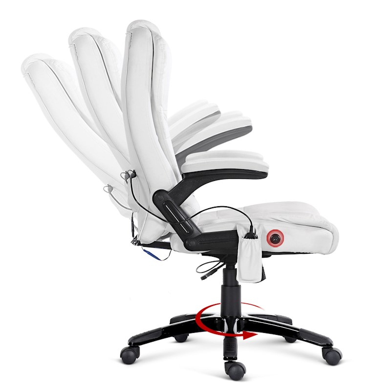 Executive 8 Point Heated Massage Office Chair White - Image 4