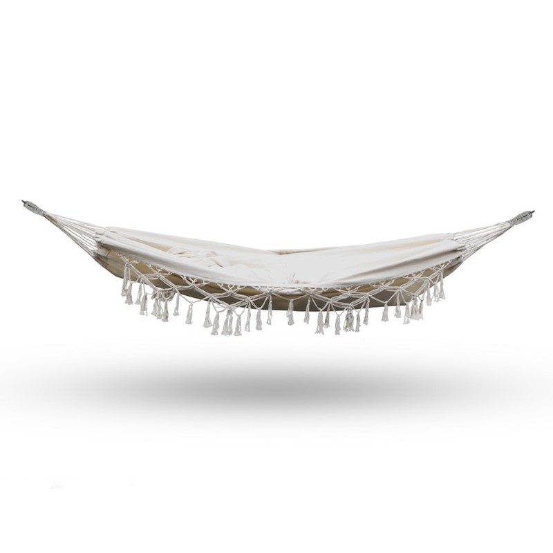 Hammock Swing Bed Boho Cream Tassel 2 Person - Image 4