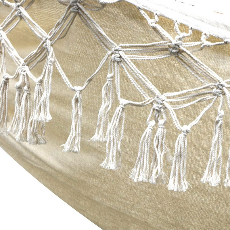 Hammock Swing Bed Boho Cream Tassel 2 Person - Image 6