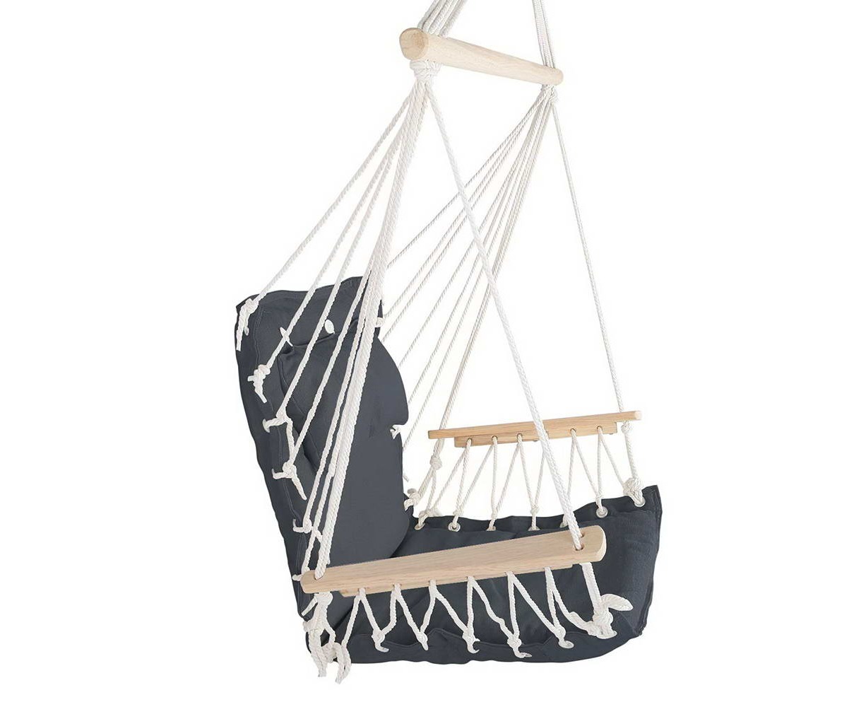 Hammock Swing Chair Deluxe With Armrest Grey - Image 3