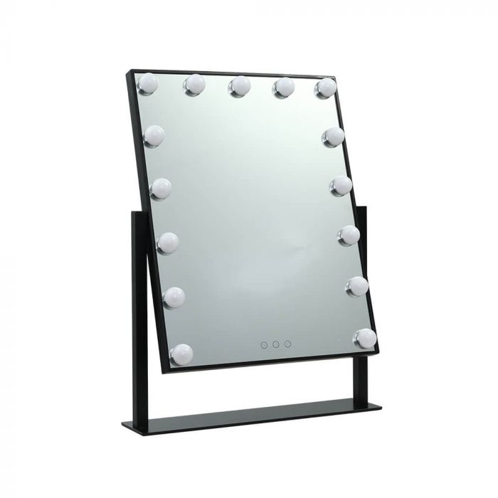 Hollywood Mirror Glamour LED Mirror 15 Bulb Standing Mirror Black 40 x 50cm