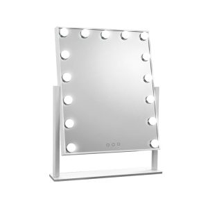 Hollywood Mirror Glamour LED Mirror 15 Bulb Standing Mirror White 40 x 50cm
