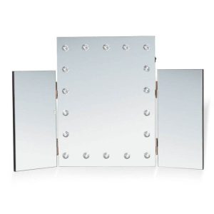 Hollywood Mirror Glamour LED Mirror 18 Bulb 3 Fold Standing Mirror
