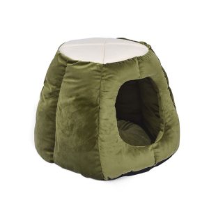 Pet Dog Cat Bed 2-in-1 Folding Igloo Green
