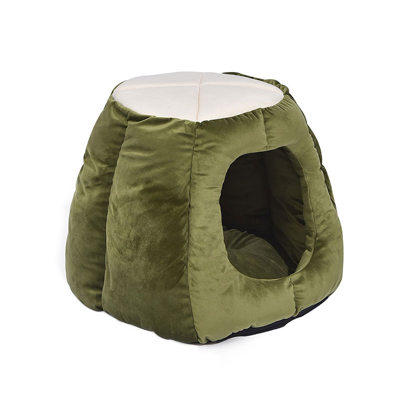 Pet Dog Cat Bed 2-in-1 Folding Igloo Green