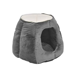 Pet Dog Cat Bed 2-in-1 Folding Igloo Grey