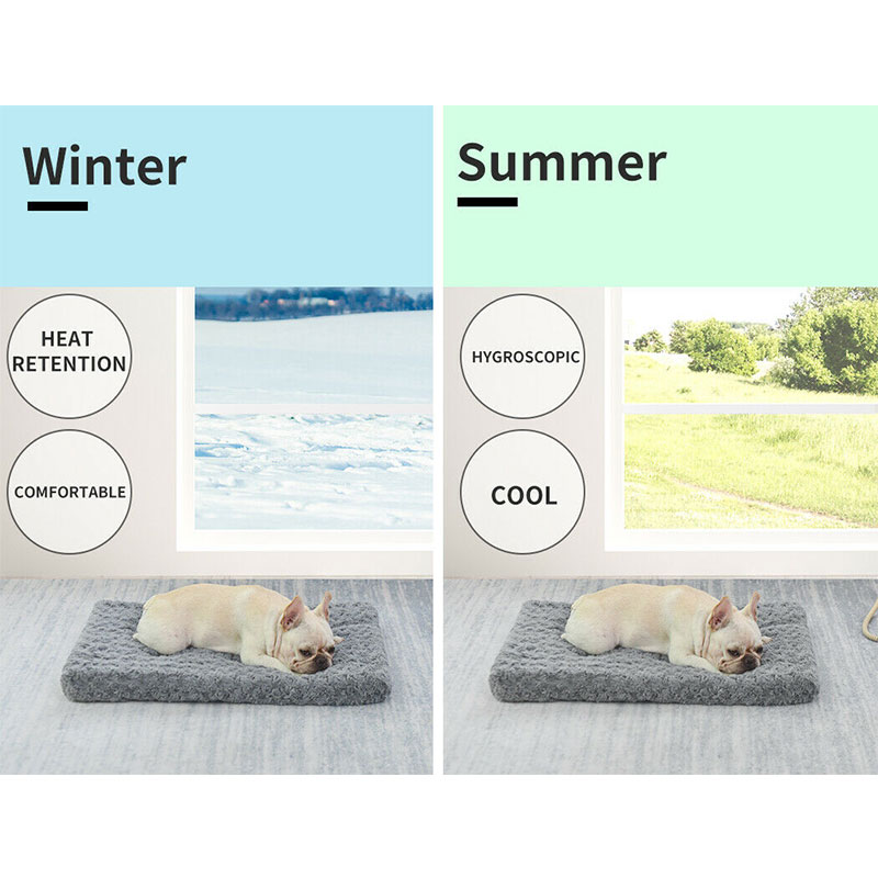 Pet Dog Cat Bed Plush Velvet Grey - Image 3