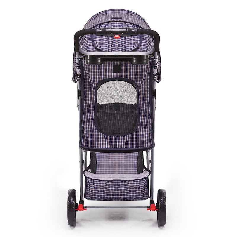 Pet Dog Cat Stroller Pram 3 Wheel Violet Plaid - Image 6