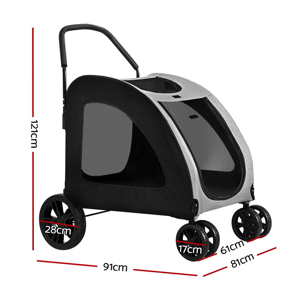 Pet Dog Cat Stroller Pram 4 Wheel Black Model 2 - Image 2