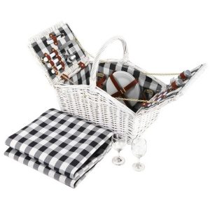 Picnic Basket 2 Person Wicker With Blanket