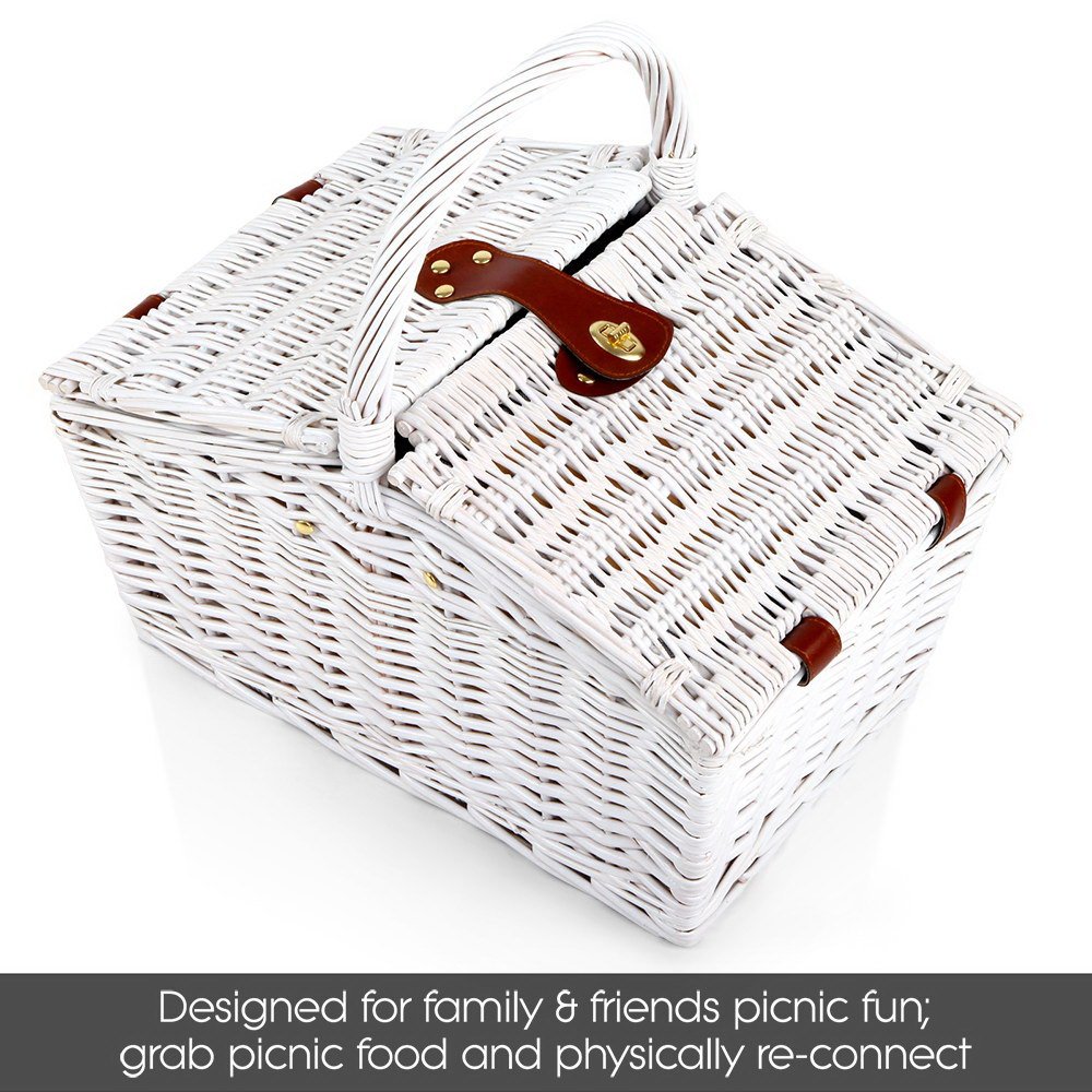 Picnic Basket 2 Person Wicker With Blanket - Image 2