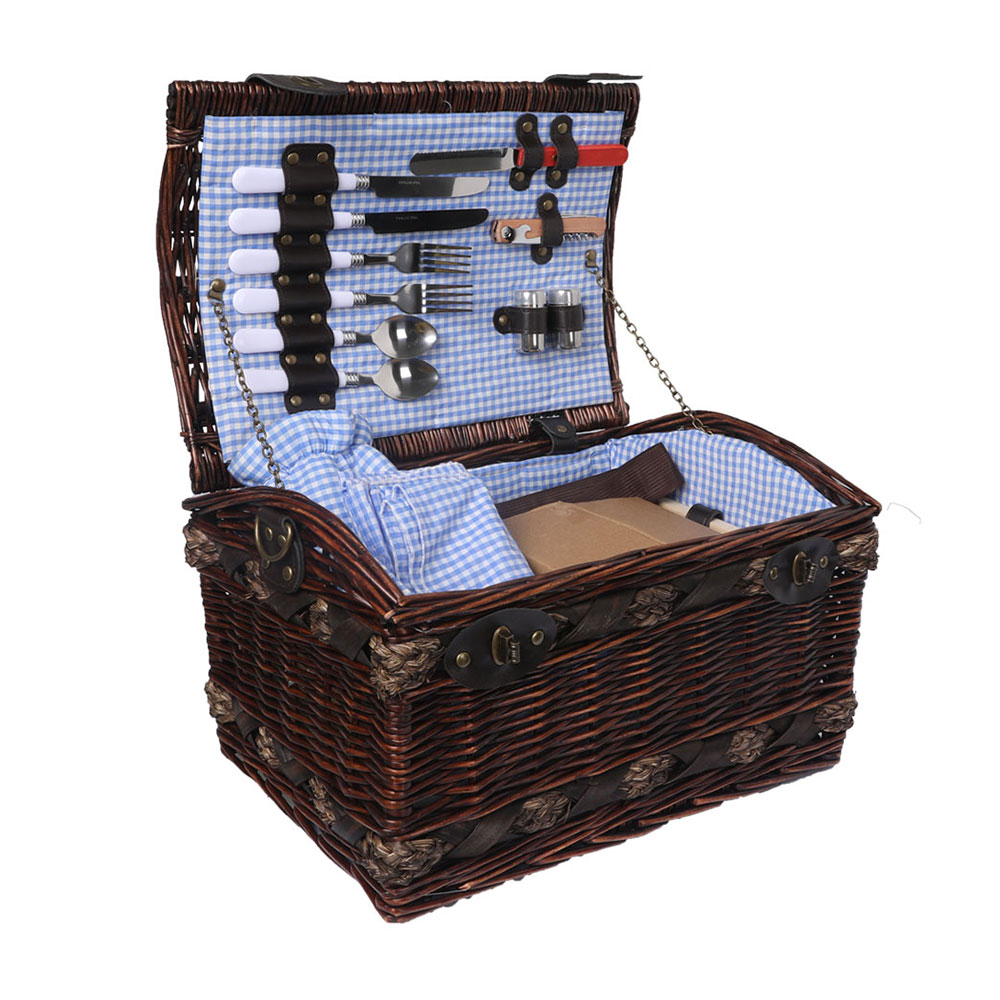 Picnic Basket 2 Person Wicker With Blanket Style 2