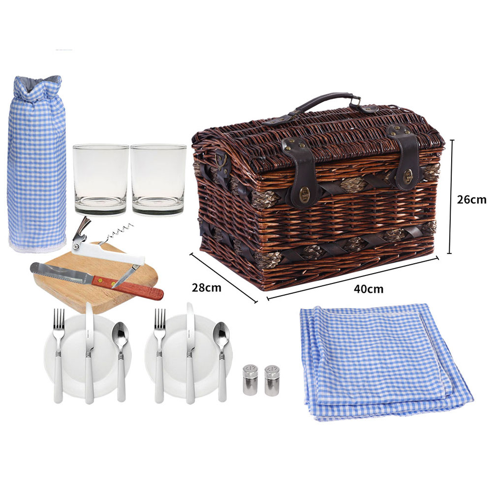 Picnic Basket 2 Person Wicker With Blanket Style 2 - Image 2