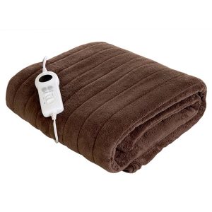 Fleece Electric Throw Rug Chocolate Brown