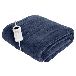 Fleece Electric Throw Rug Navy Blue