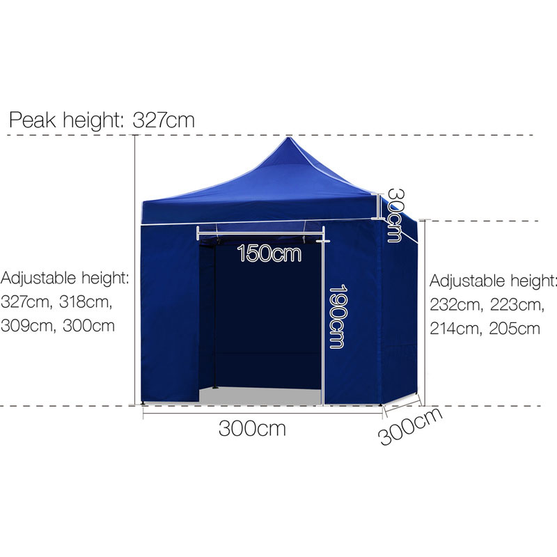Pop Up Gazebo 3 x 3m Blue - Image 2