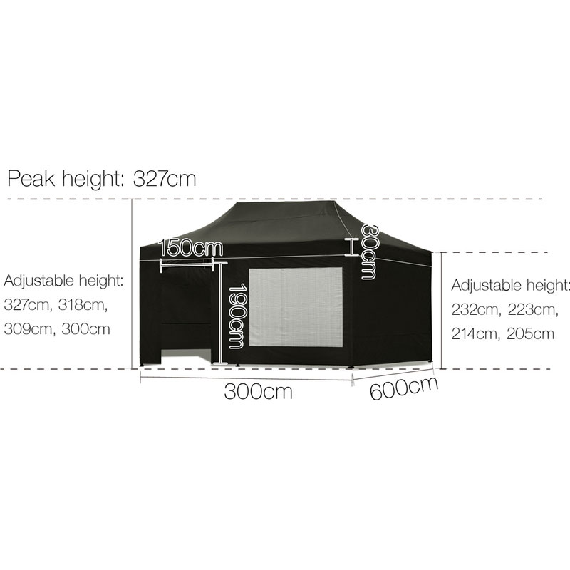 Pop Up Gazebo 3 x 6m Black - Image 2