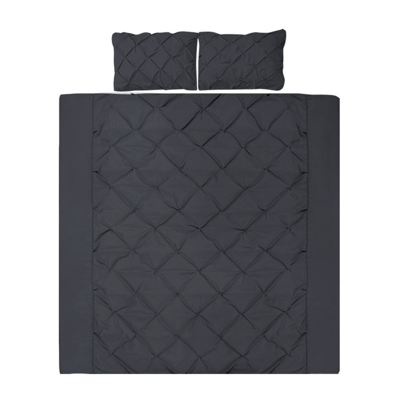 Quilt Cover Set 800TC Diamond Pintuck Black