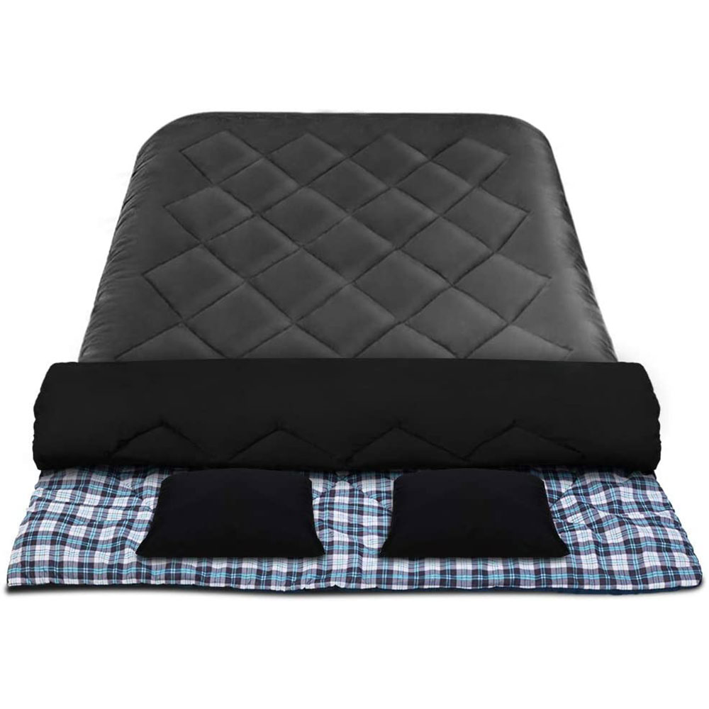 Adults Sleeping Bag Double 190T Thermal Black