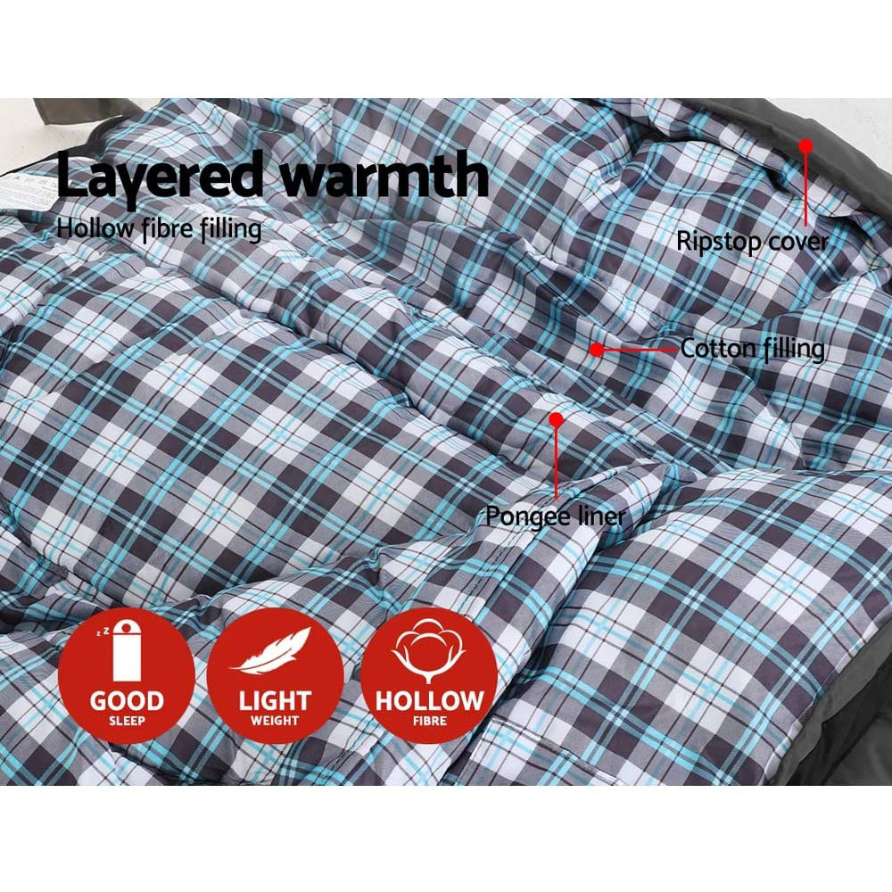 Adults Sleeping Bag Single 190T Thermal Black - Image 3