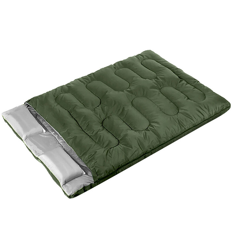 Adults Sleeping Bag Double 210T Thermal Green