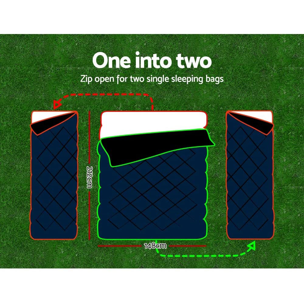 Adults Sleeping Bag Double 190T Thermal Blue - Image 2