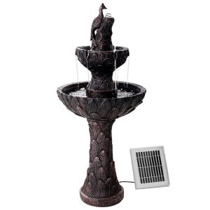 Solar Fountain 3 Tier Brown Peacock