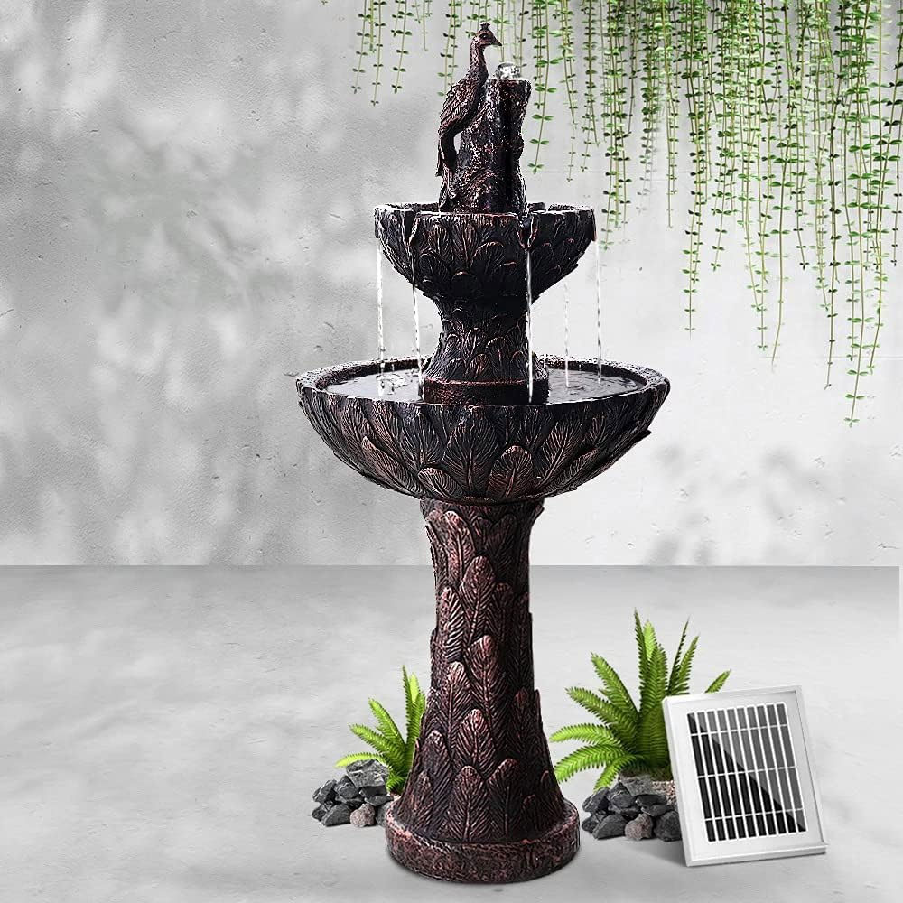 Solar Fountain 3 Tier Brown Peacock - Image 5