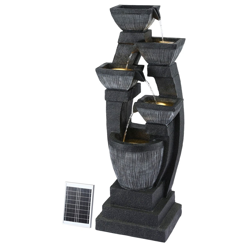 Solar Fountain LED 5 Tier Grey