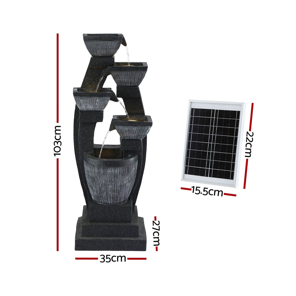 Solar Fountain LED 5 Tier Grey - Image 2