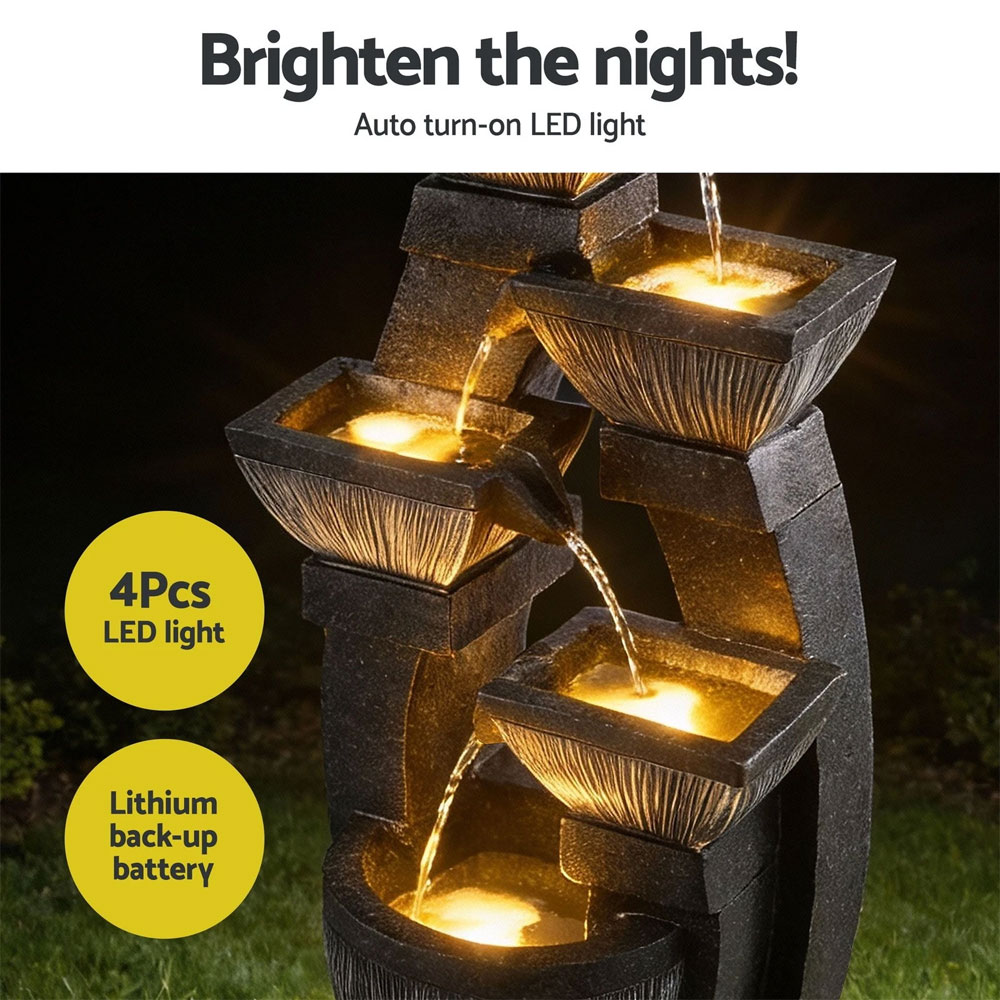Solar Fountain LED 5 Tier Grey - Image 4