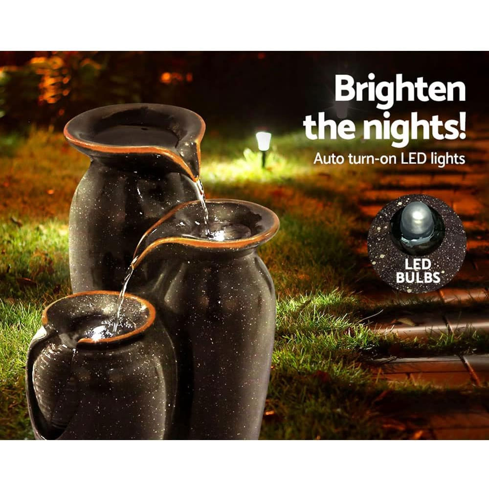Solar Fountain LED 3 Tier Brown - Image 5