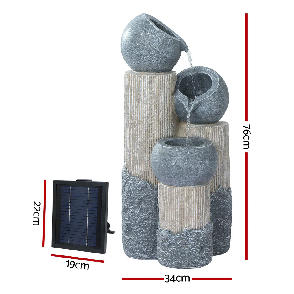 Solar Fountain LED 3 Tier Grey - Image 2