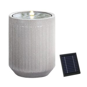 Solar Fountain LED Grey Water Feature