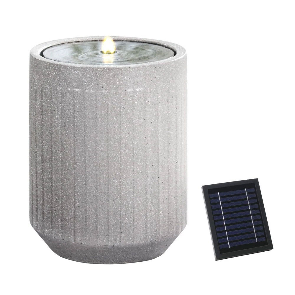 Solar Fountain LED Grey Water Feature