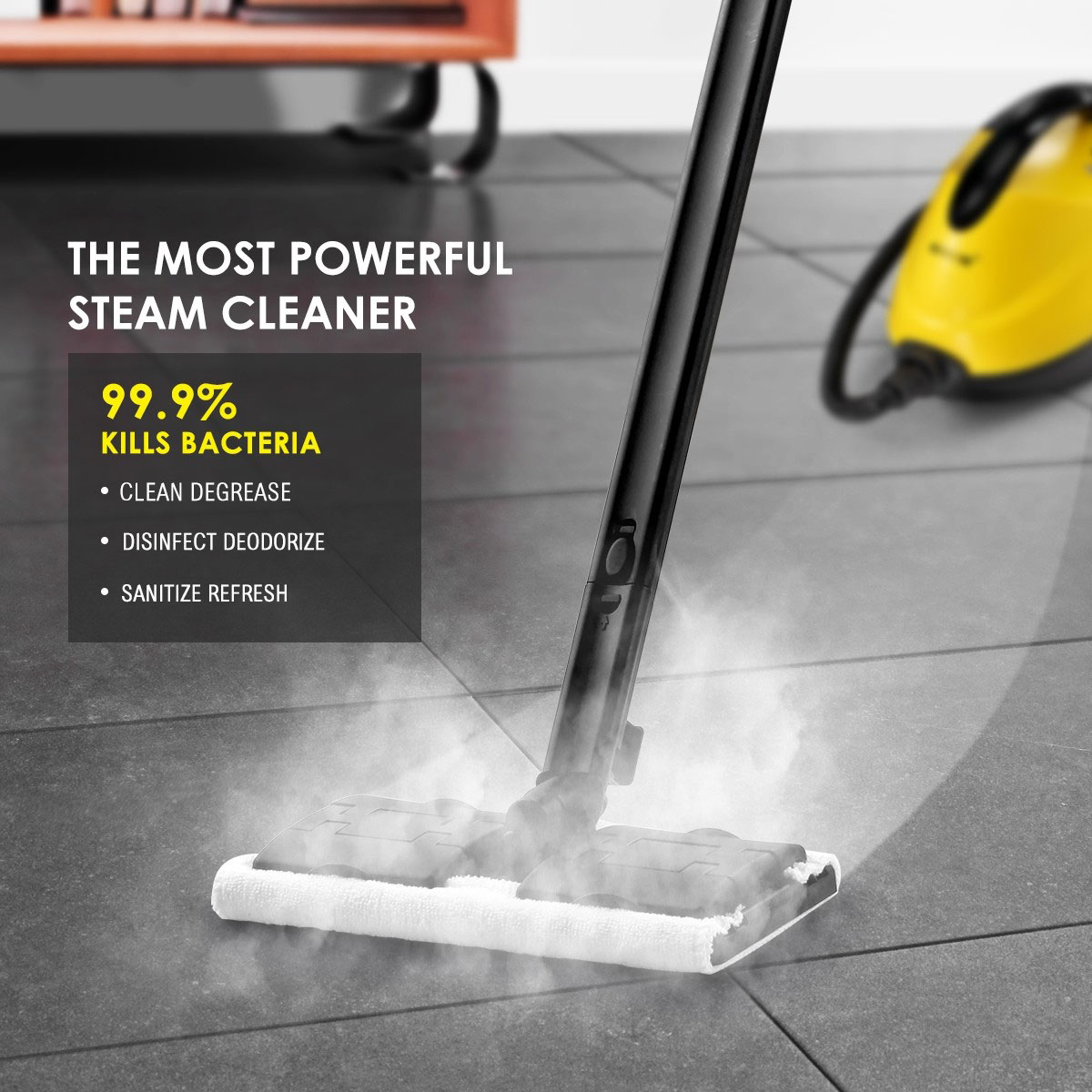 Steam Cleaner 2000w 2.1L 13 in 1 Yellow - Image 6