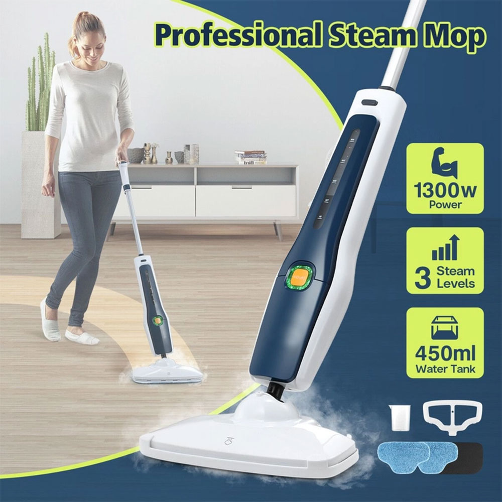 Steam Mop 1300w 450ml 14 in 1 Blue - Image 3