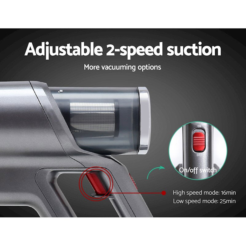 Vacuum Cleaner 150W Stick Cordless Bagless 2 Speed Red & Grey - Image 4