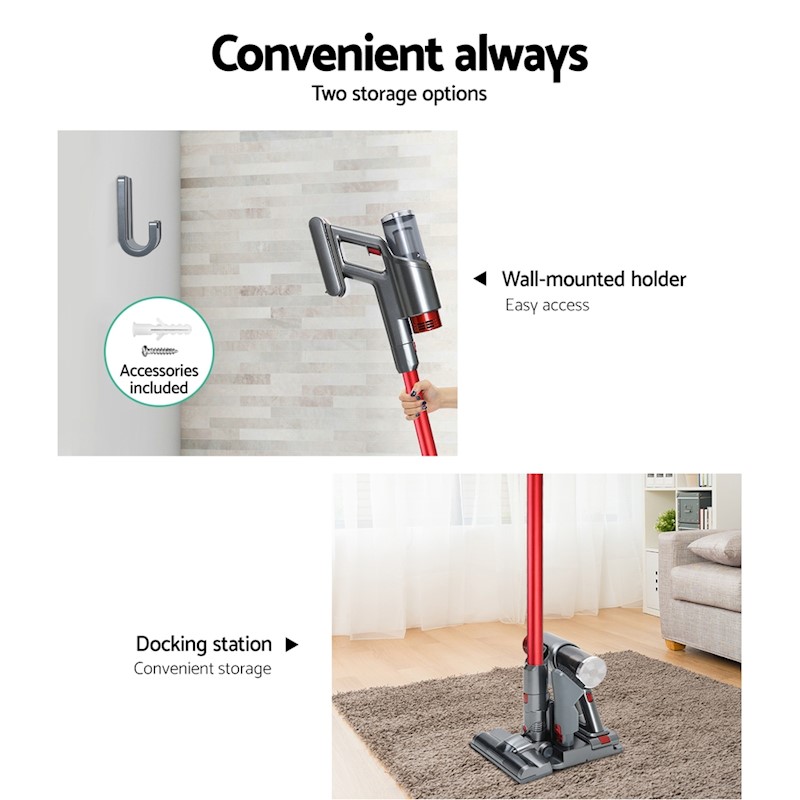 Vacuum Cleaner 150W Stick Cordless Bagless 2 Speed Red & Grey - Image 6