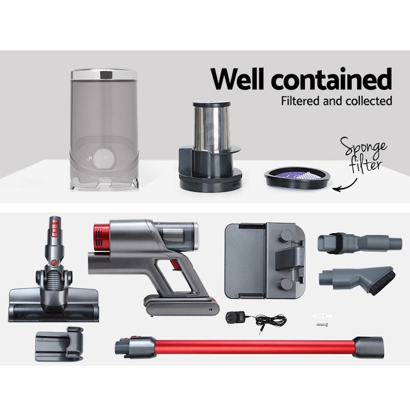 Vacuum Cleaner 150W Stick Cordless Bagless 2 Speed Red & Grey - Image 7