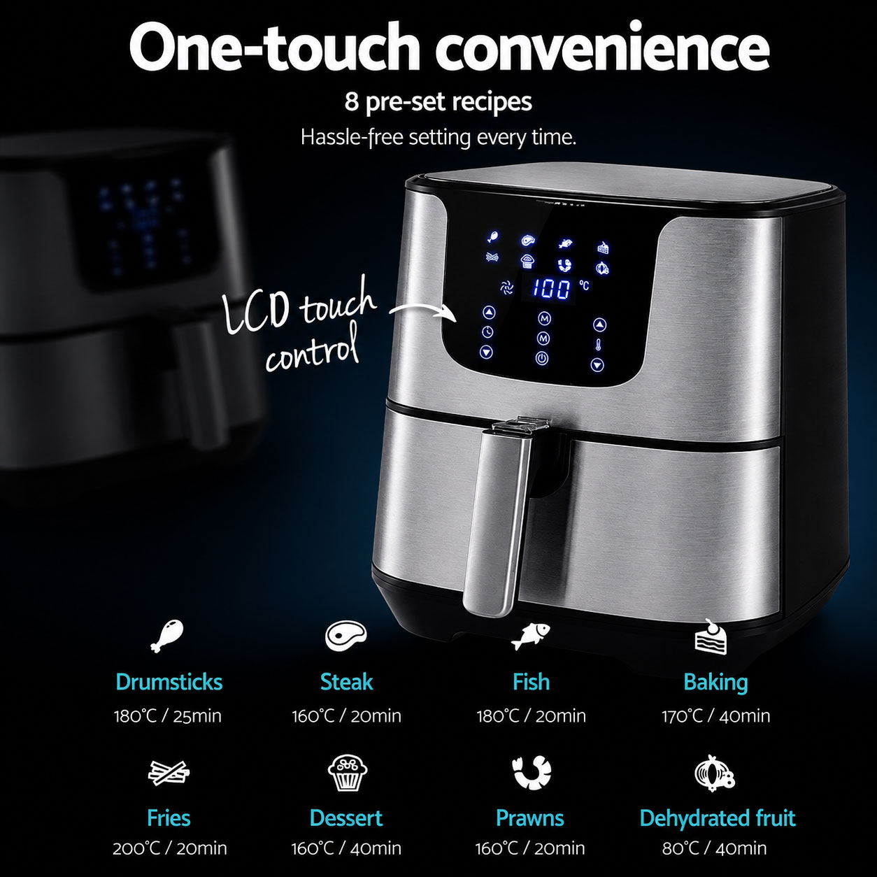 7L Air Fryer 1700W Silver - Image 3