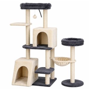 Cat Kitten Toy 133cm Scratching Tree Beige & Grey